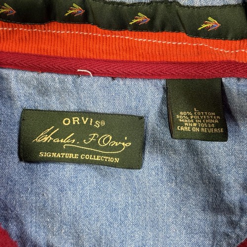 Maglione Orvis Uomo L Collezione Signature Pullover Pile 1/4 Zip Snap T Rosso - Foto 5 di 10