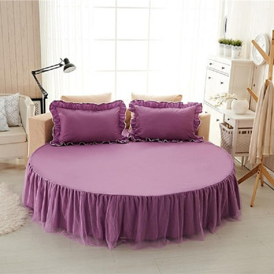 Solid Color Sheet Cotton Fitted Sheet Round Bed Skirt Soft Double Mattress Cover