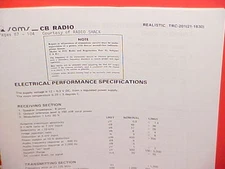 1981 REALISTIC CB RADIO SERVICE SHOP MANUAL MODEL TRC-201 (21-1630)