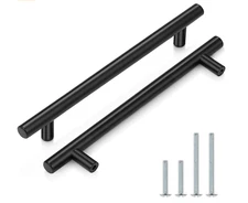 Probrico 10 Pack Flat Black Kitchen Cabinet Pulls 10"L - 7.5" Center Hole