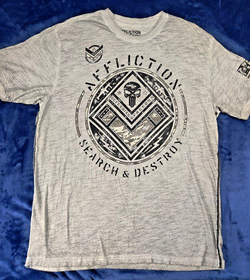 Affliction Freedom Defender T Shirt Men s Double Sided 3XL Search & Destroy/USA