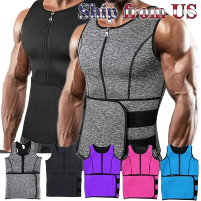 Men Sauna Thermo Sweat Waist Trainer Tank Top Vest Suit Body Shaper Belt Corset