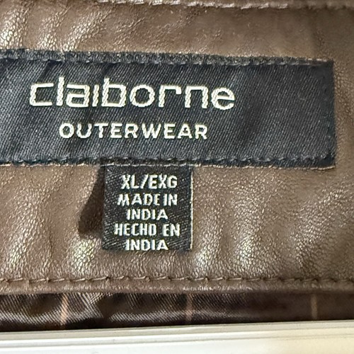 Vintage Liz Claiborne Mens Brown Lambskin Leather  Jacket -  Size  XL Coat - Picture 7 of 10