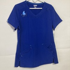 Scrubstar Womens V-Neck Blue 4 Way Stretch Scrub Top  Large NWT PROTX2 Animal