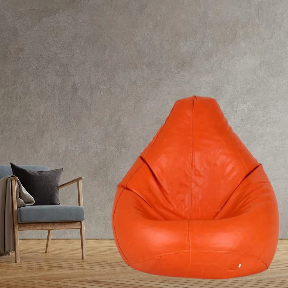 Sitzsack Stuhl Sofa Bezug Rund Kunstleder Größe XXXL (ohne Bohnen) Orange - Bild 2 von 4