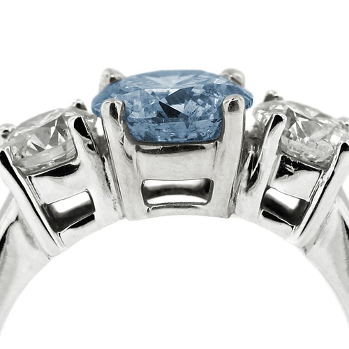 3.31ct Blue SI2 Round Natural Certified Diamonds Plat Classic Engagement Ring - Picture 10 of 10