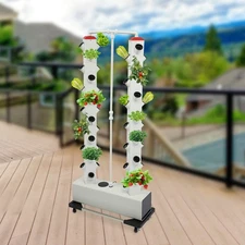 White Hydroponics Vertical Growing Kit 30 L 56 Planting Holes Germination Kit