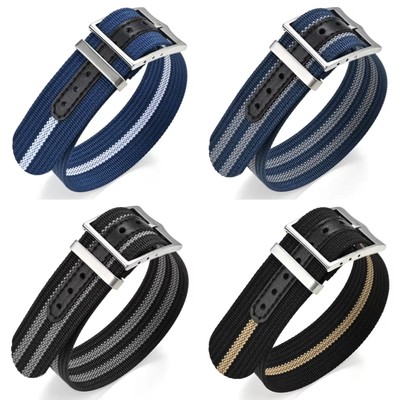 Nylon Single Pass Watch strap For Tudor FXD Pelagos with leather buckle holes