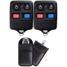 2 Keyless Repl. Keyless Entry Remote Control Key Fob Transmitter Black w/Case