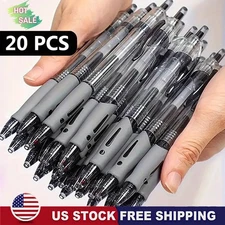 20PCS Retractable Gel Ballpoint Pens Black Smooth Writing School Home Office Use