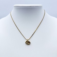 Christian Dior CD Logo Necklace Gold Tone Pendant Chain
