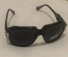 V.W.E Sunglasses Large Classic Black Square Frame UV Protection Silver Accents