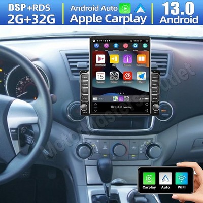 9.7'' Android 13 CarPlay Car Radio Stereo GPS BT For Toyota Highlander 2008-2013