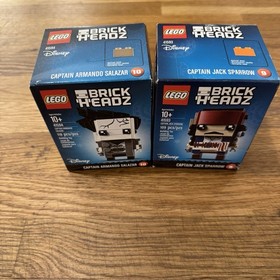 2 PIRATES CARIBBEAN - Lego BRICK HEADZ Lot - CAPTAIN SPARROW 41593 Salazar 41594