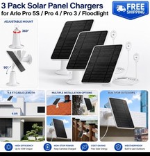 3 Pack Solar Panel Chargers For ARLO Pro 5S 2K Pro 4 Pro 3 Floodlight Ultra 2