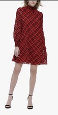 🌼B2G1🌼 Tommy Hilfiger Red Plaid Long Sleeve Dress Swing Dress Size 14 NWOT