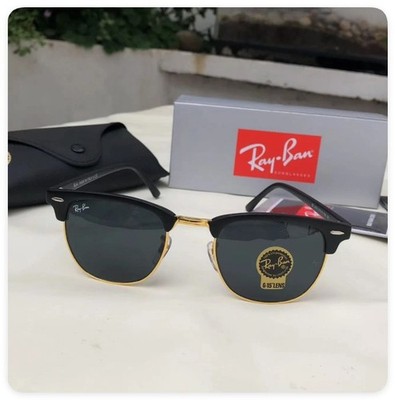 Ray-Ban RB3016 Sonnenbrille Club Klassisch Schwarz Rahmen Glas Grau Linse 51mm