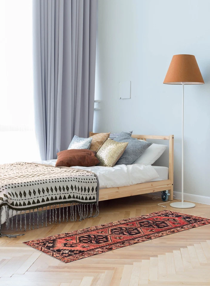 Alfombra de corredor vintage anudada a mano alfombra de lana oriental tradicional de 3'0" x 9'1" Foto 2 de 4