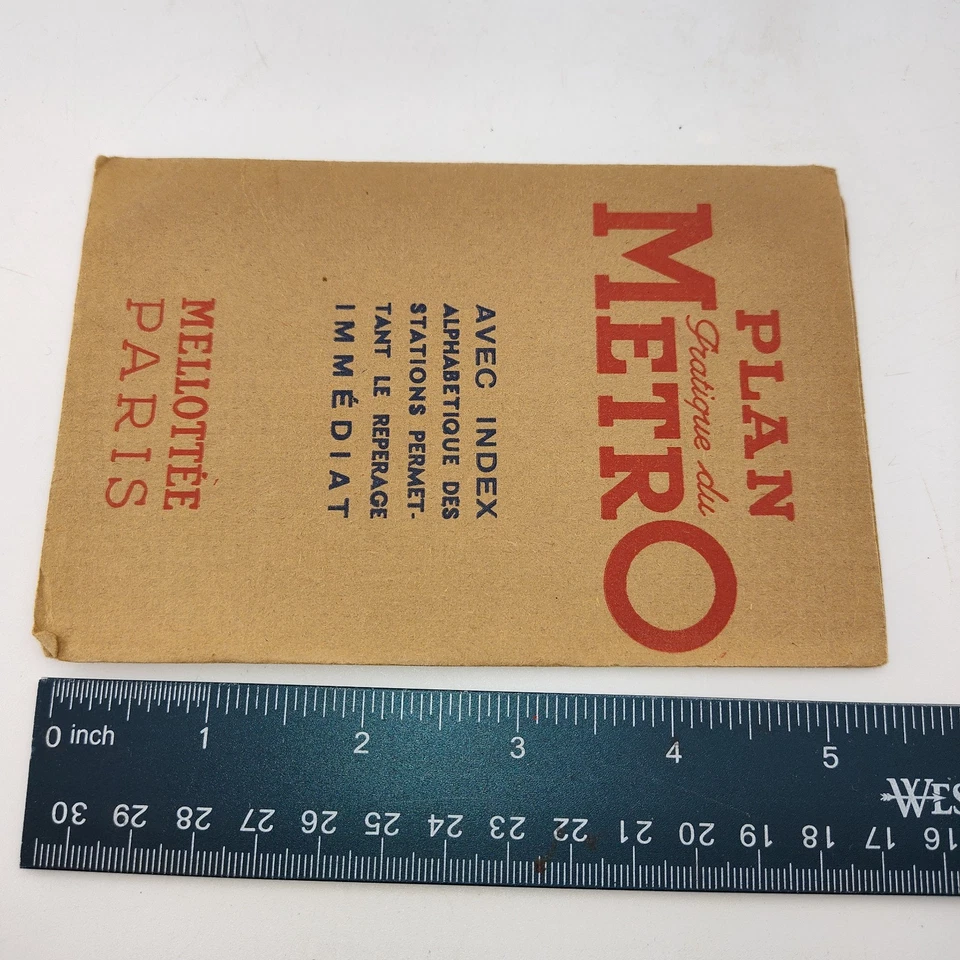 Mapa plegable vintage del metro de París de los años 40 Mellottée París con estación mapa desplegable Foto 3 de 4