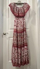 Flying Tomato Maxi Dress Womens S Multi Floral  Ruffle Trim Off Shoulder