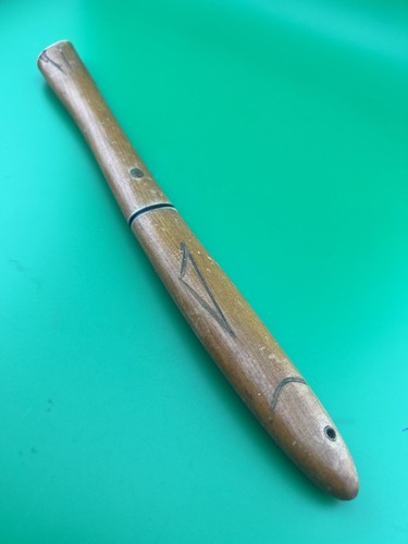 Vintage Hand Carved Floating Fish Knife Serrated Stainless Steel Japan Wood - Picture 2 of 9