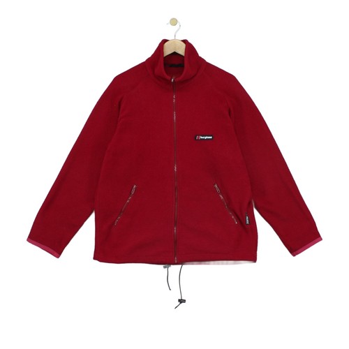 Berghaus, Vintage Berghaus Fleece Jacket Mens Size L Red UK Made Outdoor Zip Casual