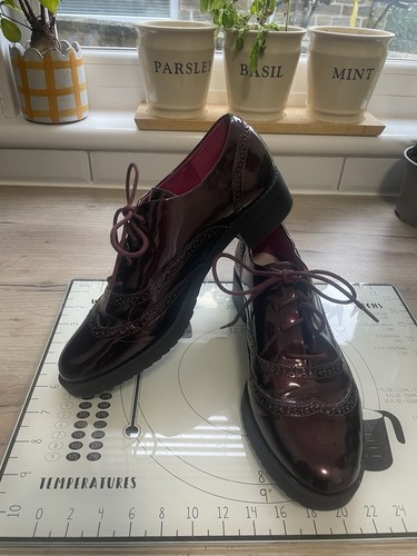 Next Forever Comfort Burgundy Patent Leather Brogues Worn Once Uk 6.5 Eu 40 VGC - Picture 8 of 9