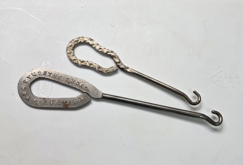 Vintage The Fair Trustworthy Shoes Button Hook Lot 2 Metal Shoe Hooks USA Ad