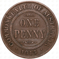 1915 Australia George V 1 Penny Coin – Bronze