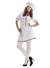 CHEF OUTFIT WHITE RED COOK FANCY PARTY DRESS HEN STAG CARNIVAL DISCO UK 8 - S