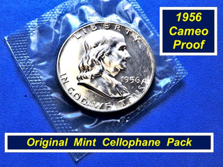 GEM 1956 CAMEO Franklin Proof ➫ Original Mint Cello Packing ➫ R156PRc