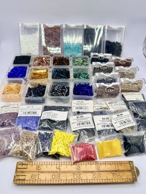 2+ Lbs Bugle Seed Beads Mixed Lengths & Colors Bulk Artisan Jewelry Making Lot