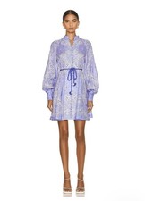 Zimmerman Violet Button Up Mini Dress s.1 AU 10 US 6 Cornflower Bandana Print 