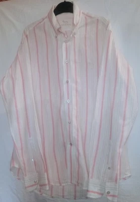 Harmont & Blaine fresh Linen Blend Long Sleeve Collared Shirt White & Pink L - Image 1 of 4