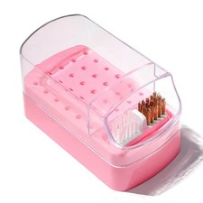 YIMART 30 Holes 2 IN1 Portable Empty Nail Art Drill Bits Organizer Pink