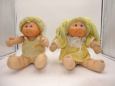 CPK Dolls Cabbage Patch 1985 Twins Boy and Girl Yellow Vintage