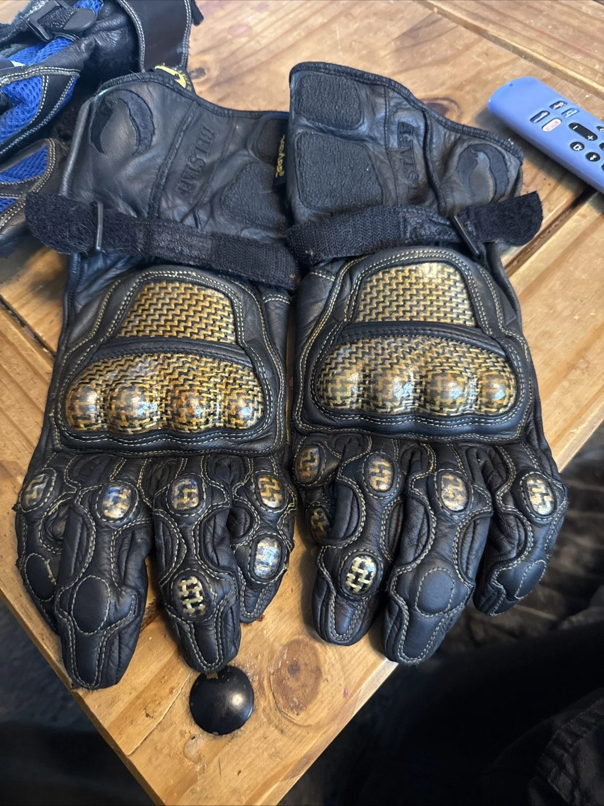 BELSTAFF Vintage Carbon Kelvar Black Leather/Polyester Biker Gloves Mens size m