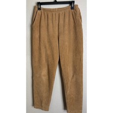 Lands End Womens S 6-8 Corduroy Pants Tan Elastic Waist Tapered Leg Pockets