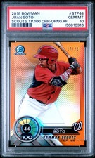 2018 BOWMAN SCOUTS' TOP 100 CHROME ORANGE REFRACTOR JUAN SOTO 17/25 PSA 10