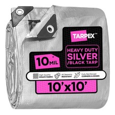 TARPEX - 10 Mil Silver Black Heavy Duty Poly Tarps 10' x 10'