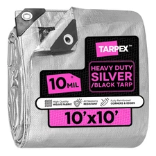 TARPEX - 10 Mil Silver Black Heavy Duty Poly Tarps 10' x 10'