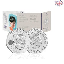 2022 UK Harry Potter 50p Coin - Brilliant Silver Finish, Collector