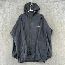 Grudens Gage Jacket Mens Large Black Logo Nylon Lined Hooded Fishing Gear Coat