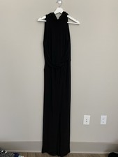 Lauren Ralph Lauren Women Evening Dress Black 10 Rushed Sleeveless Midi Formal