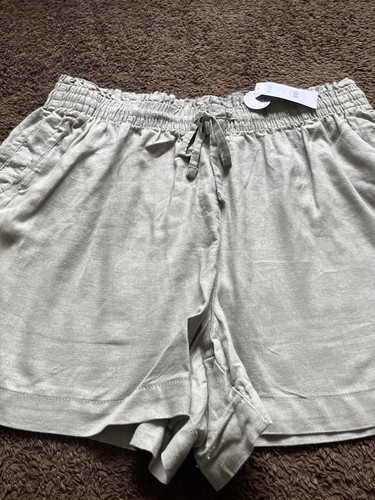 BNWT George Ladies Size 20 Green Linen Blend Pull On Shorts - Picture 8 of 13