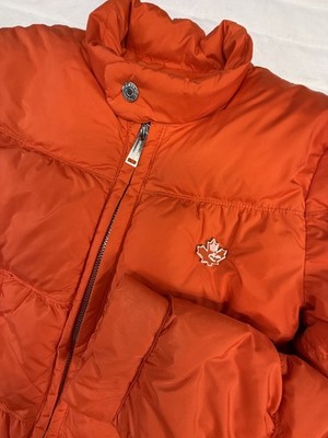 Dsquared2 Jacket Women 40 Orange Down Puffer Canada Leaf Logo Winter Coat Warm