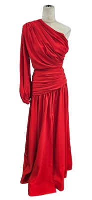 Bronx & Banco Red One-Shoulder Flared Gown Dress