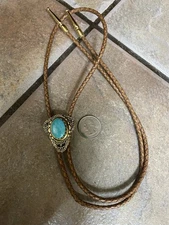 Bolo Tie With Nice Kingman Turquoise Stone Centerpiece
