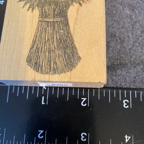 Vintage Harvest Wheat Sheaf Wood Mounted Rubber Stamp - Picture 5 of 5