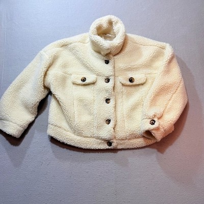 Lularoe Cream Teddy Bear Sherpa Jacket Button Up Warm Coat Large